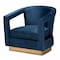 Baxton Studio Neville Modern Luxe and Glam Navy Blue Velvet Fabric Upholstered and Gold Finished Metal Armchair 190-11615-ZORO - alternate 9